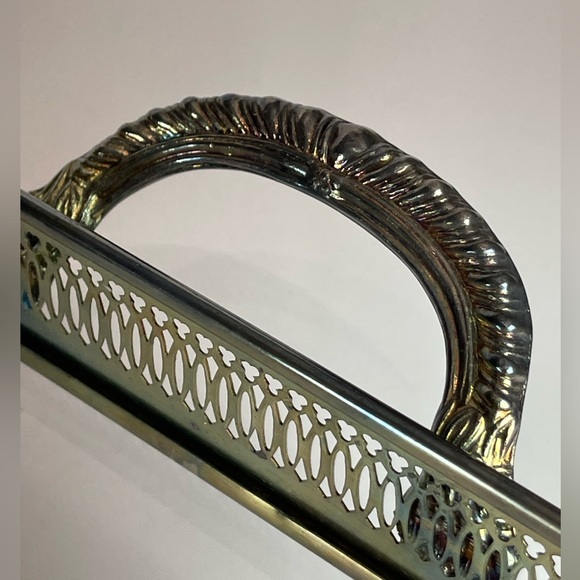 Vintage silver plated metal casserole dish holder chafing dish frame stand - Picture 7 of 16